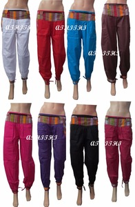 High-Waist Boho Yogurt Trousers Casual <b>Money</b> <b>Belt</b> Harem Hobo Printed Front Cotton Dari Pockets Hippie Gypsy Style Yoga Pants - Product Image 4