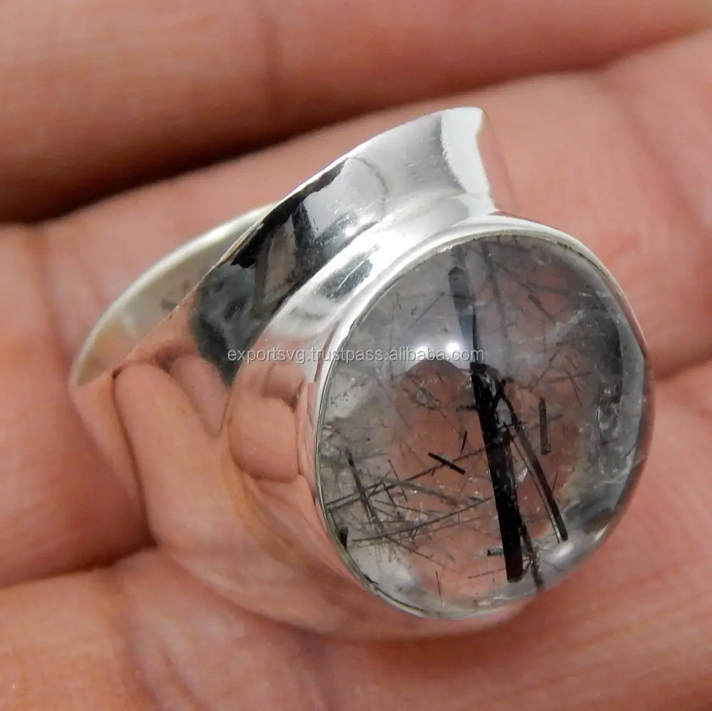 Rutile Quartz Gemstone silver ring 925 sterling , silver 925 ring, wedding rings