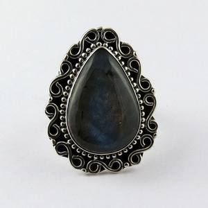 Labradorita azul en forma de pera, anillos de plata de ley 925 925, fabricante de joyería de la India 925, exportación y venta al por mayor - Product Image 2