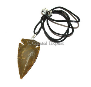 Collier en pointes de flèche en jaspe fantaisie marron - Collier de perles fantaisie - Product Image 1