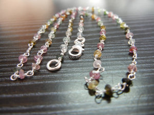 Collar de cadena con cuentas de piedras preciosas, collar de cadena con cuentas de turmalina de 3-4mm, collar largo de 18 pulgadas - Product Image 2