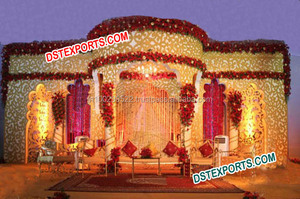 บอลลีวูดแต่งงานเส้นใยสไตล์เวทีชุดงานแต่งงานเส้นใยแกะสลักเวทีขั้นตอนแต่งงานอินเดีย - Product Image 2