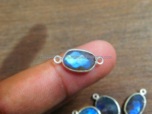 Colgante de piedras preciosas de labradorita con forma de lujo Conector de bisel de plata Símbolo religioso cristiano chapado en rodio dorado para fiestas - Product Image 2