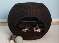 Niche en rotin pour animaux domestiques, maison de chat tissée à la main, maison pour chien, vente en gros