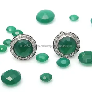 Green Onyx And Zircon Cufflink Handmade cufflinks