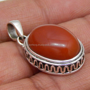 Pendentif femme en argent sterling 925 avec onyx rouge naturel réglage de griffe de style religieux classique certifié CMA pour les breloques de mariage - Product Image 2