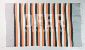 Amore Peshtemal Turkish <b>Towels</b>, Pestemal, Hamam Fouta Wholesale Beach Blanket - <b>Black</b>&Orange - Product Image 2