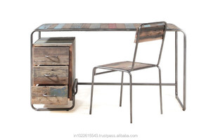 โต๊ะทำงานไม้รีเคลมพร้อมลิ้นชักล็อค - Product Image 2