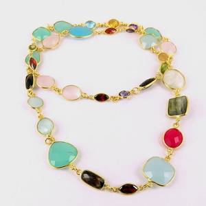 Collier multi-forme en argent Sterling 925 avec plusieurs pierres précieuses, bijoux en argent, inde - Product Image 6