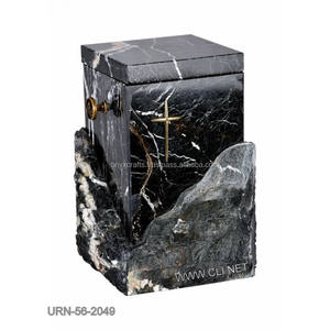 Urnas de cremación cuadradas de mármol de cebra negra talla exterior en venta al por mayor barata - Product Image 1