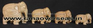 <b>Wooden</b> Carved Elephants With Trunk Down for Home , School and Office <b>Table</b> <b>Top</b> Decorative - Product Image 2