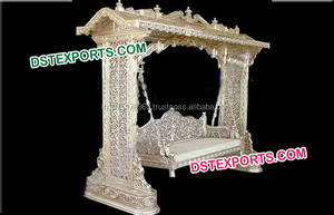 Wedding Stage Mayur <b>Swing</b> Heavy Gold Metal Carved <b>Swing</b> Indian Jhula Manufacturer - Product Image 3
