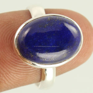 Anillo Ovalado Elegante de Plata de Ley 925 con Piedra Preciosa de Lapislázuli Azul Natural con Corte Oval y Engaste de Bisel - Product Image 2