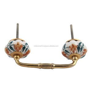 Poignée d'armoire faite à la main Caramel Floral céramique pont commode poignée Lot Vintage tiroir armoire porte tirer vente en gros - Product Image 6