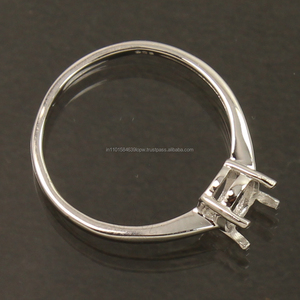 Nhẫn Cài Đặt Thời Trang Cho Nữ Sterling Silver 925 Semi <span class=keywords><strong>Mountings</strong></span> Base Nhẫn Trống Tròn 6X6 Mm Hình Dạng Đá - Product Image 2