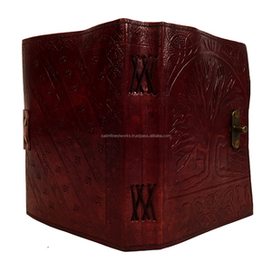 สมุดจดและสมุดสเก็ตช์หนังแท้ต้นไม้แห่งชีวิตทำด้วยมือพร้อมสมุดสเก็ตช์หน้าสีขาวเปล่าและตัวล็อคทองเหลืองโบราณ - Product Image 4