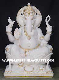 ยังไม่เสร็จบริสุทธิ์หินอ่อนสีขาวพระพิฆเนศประติมากรรม - Product Image 3
