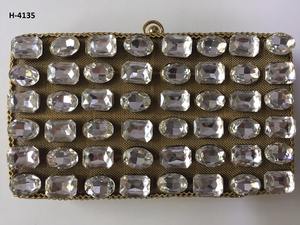 H4230 Ladies Gold <b>Silver</b> Evening Bags Handmade Metal Clutch with Beaded Tote Patterned Purse Online Shopping in India - Product Image 6
