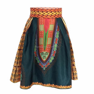 Robe courte plissée évasée à taille haute pour femmes, imprimé africain Dashiki, style hippie, en coton - Product Image 5