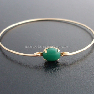 Bracelet en argent sterling 925 onyx vert pierre précieuse or vermeil élégant et élégant pour fête mariage ou cadeau - Product Image 1