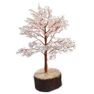 Crystal Quartz and Black Agate Carved Feng Shui Love Gemstone Tree <b>Souvenir</b> - Product Image 1