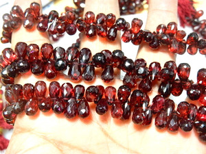 ลูกปัดวัสดุทำจากพลอยธรรมชาติขนาด7x10มม. ลูกปัดลูกแพร์แบบเหลี่ยมเพชรพลอยขนาดประมาณ7ชิ้นสีน้ำตาลแดง - Product Image 4