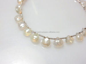 AAA Grade Naturel Blanc 8mm Briolette À Facettes Coeur Goutte En Vrac Champagne Zircon Perles De Pierres Précieuses pour Bijoux Bracelets - Product Image 4