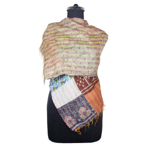 Kantha-Écharpe de Travail en Soie, Style Vintage, Fait Main, Design Tendance pour Filles, SC1412 - Product Image 1