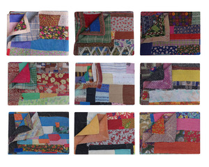Vintage Kantha <b>Quilt</b> Reversible Kantha Blanket Wholesale kantha <b>Quilt</b> Handmade Sari <b>Throw</b> - Product Image 2