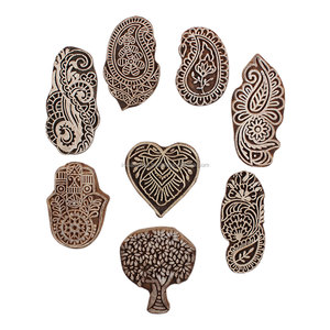 Tampons de toile en bois tissés à la main, blocs d'impression, Textile brun artisanal, timbres Floral indien en ligne, nouveau Design, dernière collection - Product Image 1