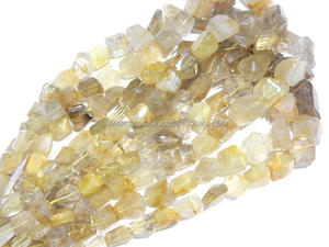 ลูกปัดหินควอทซ์ธรรมชาติสีทองแบบ100% 10-17มม. นักเก็ตตัดเป็นขั้นสีเหลืองอัญมณี - Product Image 6