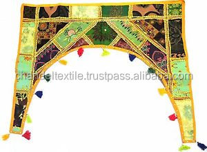 Indien fait à la main Vintage Kutch Toran Art Yapree brodé porte suspendu fenêtre cantonnière Topper rideau pour cuisine en gros - Product Image 3