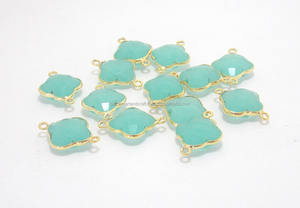 925 joyería de declaración de plata esterlina Calcedonia peruana bisel de piedras preciosas naturales piedra natal conector bohemio hecho a mano Perú facetado - Product Image 3