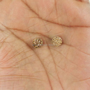 4.4cts ทองแดงบลูมเคลือบ Druzy 8มม. คู่กลมอัญมณีหลวม Cabochon IG4251 - Product Image 1