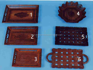 Plateau de service rectangulaire, sculpté à la main, en bois, plateaux décoratifs avec poignée pour la Table basse, 10 pièces - Product Image 3