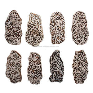 บล็อกไม้พิมพ์ลายดอกไม้ผสมทำด้วยมือสำหรับการพิมพ์สิ่งทอบล็อกไม้สำหรับเด็กศิลปะและงานฝีมือ - Product Image 1