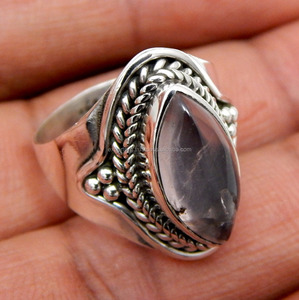 925 Sterling Silver Wedding Engagement <b>Ring</b> for Women Classic Style <b>Rose</b> <b>Quartz</b> Gemstone Jewelry - Product Image 1