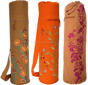 Latest Design Indian Manufactured Yoga Mat Bag Drawstring Customizable Color Logo Natural Cotton Canvas 75cm Length OEM Brand - Product Image 2