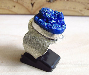 Argent Plaqué Marteau Sucre Agate Bijoux En Acier Inoxydable À La Mode Cocktail Anneaux pour Femmes et Filles pour la Fête De Fiançailles - Product Image 2