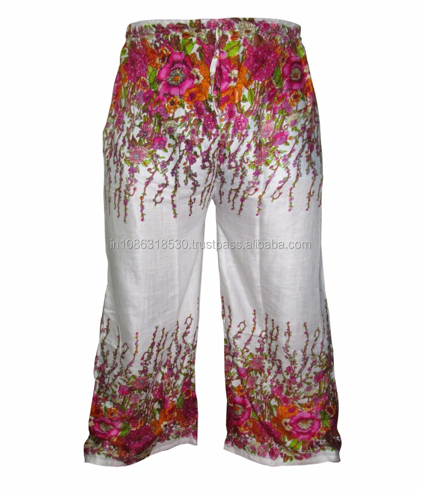 Indischer Rayon Stoff Moderne Blumen drucke Palazzo Harems hose Frauen hose Yoga Bonhomie Boho Hippie Zigeuner Palazzo Hose