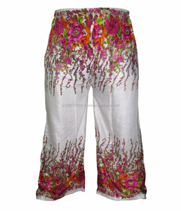 Pantalones Palazzo Harem de Rayón Indio para Mujer, Estampados Florales Modernos, Talla Grande, Yoga, Bonhomie, Boho, Hippie, Gitano, Pantalones Planos Formales - Product Image 1