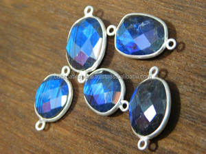 Colgante de piedras preciosas de labradorita con forma de lujo Conector de bisel de plata Símbolo religioso cristiano chapado en rodio dorado para fiestas - Product Image 6