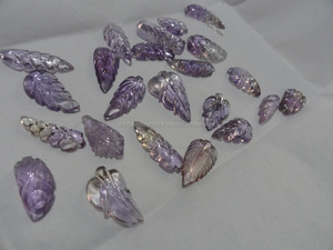 Feuilles sculptées en améthyste naturelle, pierres précieuses, feuilles de cristal faites à la main pour la fabrication de bijoux, vente en gros, lot décoratif, fournitures artisanales en vrac - Product Image 4