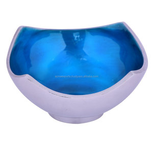 Juego de 2 cuencos decorativos de esmalte azul, elegante diseño de Metal para servir aperitivos, frutas, perfecto para la Decoración de mesa del hogar - Product Image 2