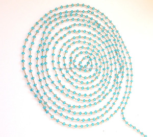 Belle Topaze Bleue Perles De Pierres Précieuses Fil Plaqué Or Enroulé Naturel Multi Gemstone Perlé Chapelet Pièce Charme Chaîne Pierre À Facettes - Product Image 4