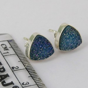 Boucles d'oreilles unisexes en argent sterling et titane, style bohème, avec breloques Druzy, pour toutes les occasions - Product Image 6