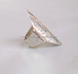 Anillo martillado de plata esterlina con ajuste de barra para regalo de compromiso de aniversario de boda - Product Image 4