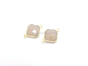 925 Sterling <b>Silver</b> Grey Chalcedony Natural Gemstone Handmade Jewelry Bezel <b>Birthstone</b> Boho Connector - Product Image 3