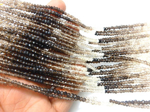 Proveedor global a granel de piedras preciosas de cuarzo ahumado natural, cuentas sueltas Rondelle facetadas, piedra de cristal negra/marrón, precio de fábrica - Product Image 5