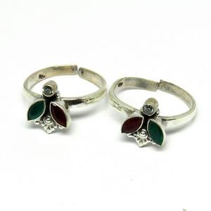 Dazzling Red Onyx_Green Onyx_White CZ 925 Sterling <b>Silver</b> <b>Toe</b> <b>Rings</b> Wholesale <b>Silver</b> Jewelry Gemstone <b>Silver</b> Jewellery - Product Image 4
